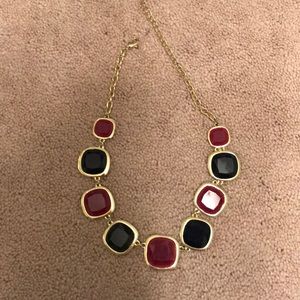 Magenta and navy stone necklace
